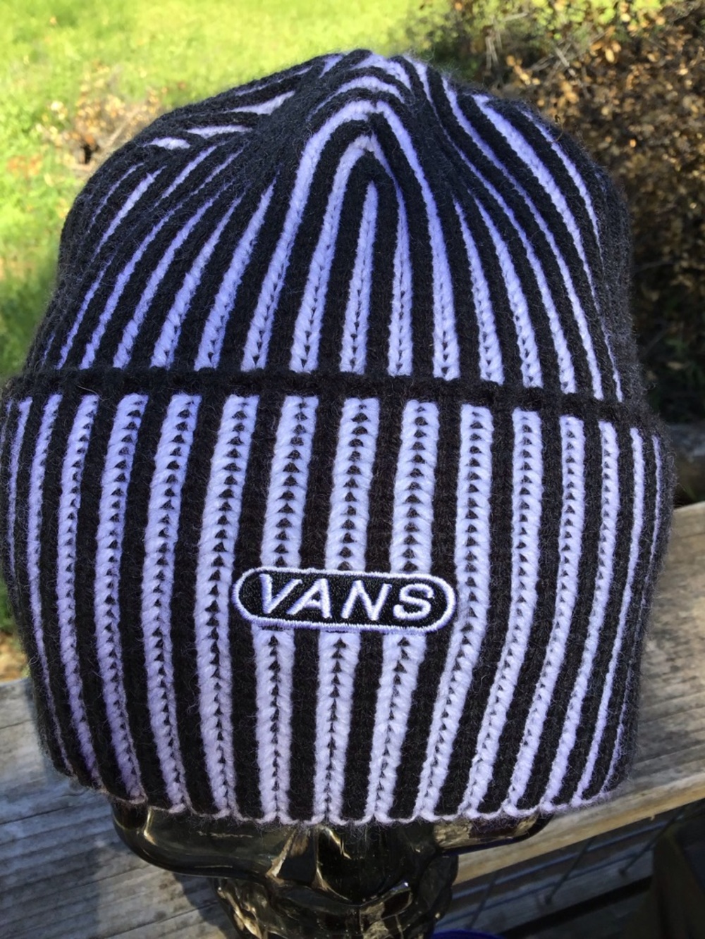 Vans Black & White Ribbed Stripe Beanie